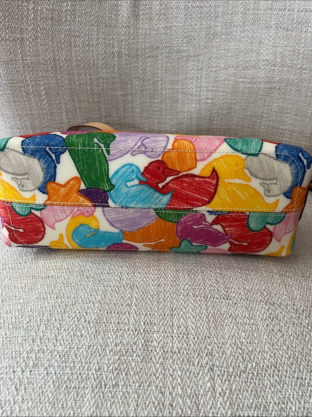 NWT Dooney & Bourke Multicolor Wonder Duck Satchel with Tan Leather Trim - Picture 5 of 11